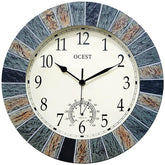 OCEST 13 Inch Waterproof Wall Clock front view, brown