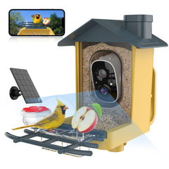 oddkont Bird Feeder with Camera, yellow colour, front view