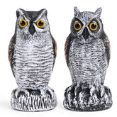 OFFO 2 Pack Realistic Owl Statues front view, hand-painted brown