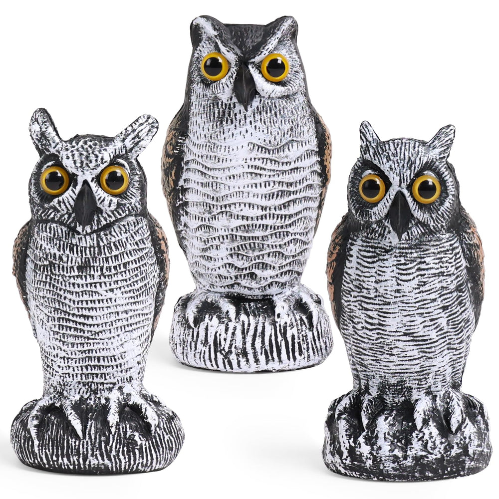 OFFO realistic owl statue front view, hand-painted with feather texture