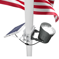 Ofuray Solar Flag Pole Light front view with mounting hardware