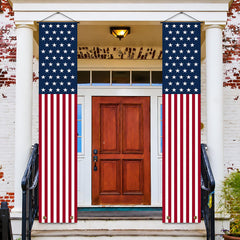 OHOME 4th of July Porch Banner front view with red, white, and blue design