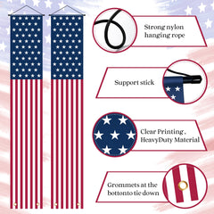 OHOME 4th of July Porch Banner hanging on a porch