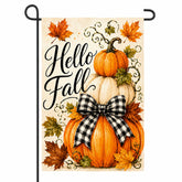 OHOME Hello Fall Garden Flag featuring pumpkin design