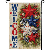 OHOME Patriotic Stars Welcome Garden Flag front view with vibrant design