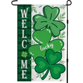 OHOME Shamrock Garden Flag front view with clover design