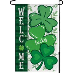 OHOME Shamrock Garden Flag front view with clover design