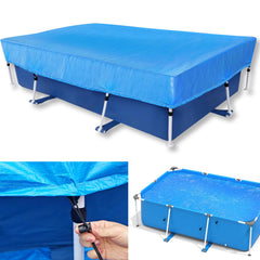 OIOYLEY 10 ft Rectangle Pool Cover front view in blue