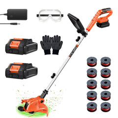 OKIE HOME Battery Powered Weed Wacker front view, orange color