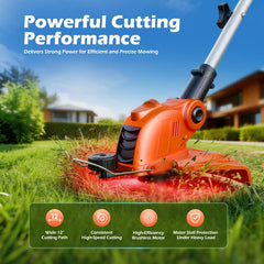 OKIE HOME Battery Powered Weed Wacker in use trimming grass