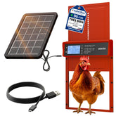 OKKÖBI Chicken Coop Door front view with solar panel