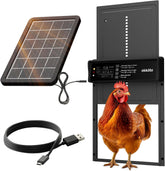 OKKÖBI Chicken Coop Door solar panel front view with LCD display