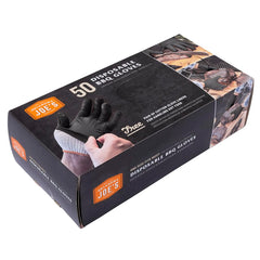 Oklahoma Joe's Disposable BBQ Gloves box with 50 black nitrile gloves