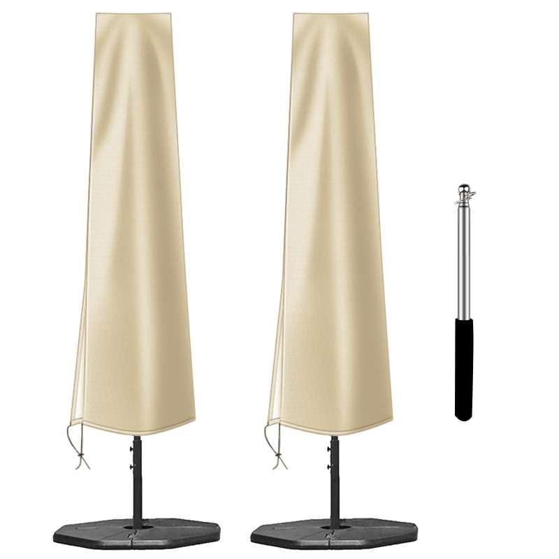 OKPOW Patio Umbrella Cover waterproof oatmeal front view