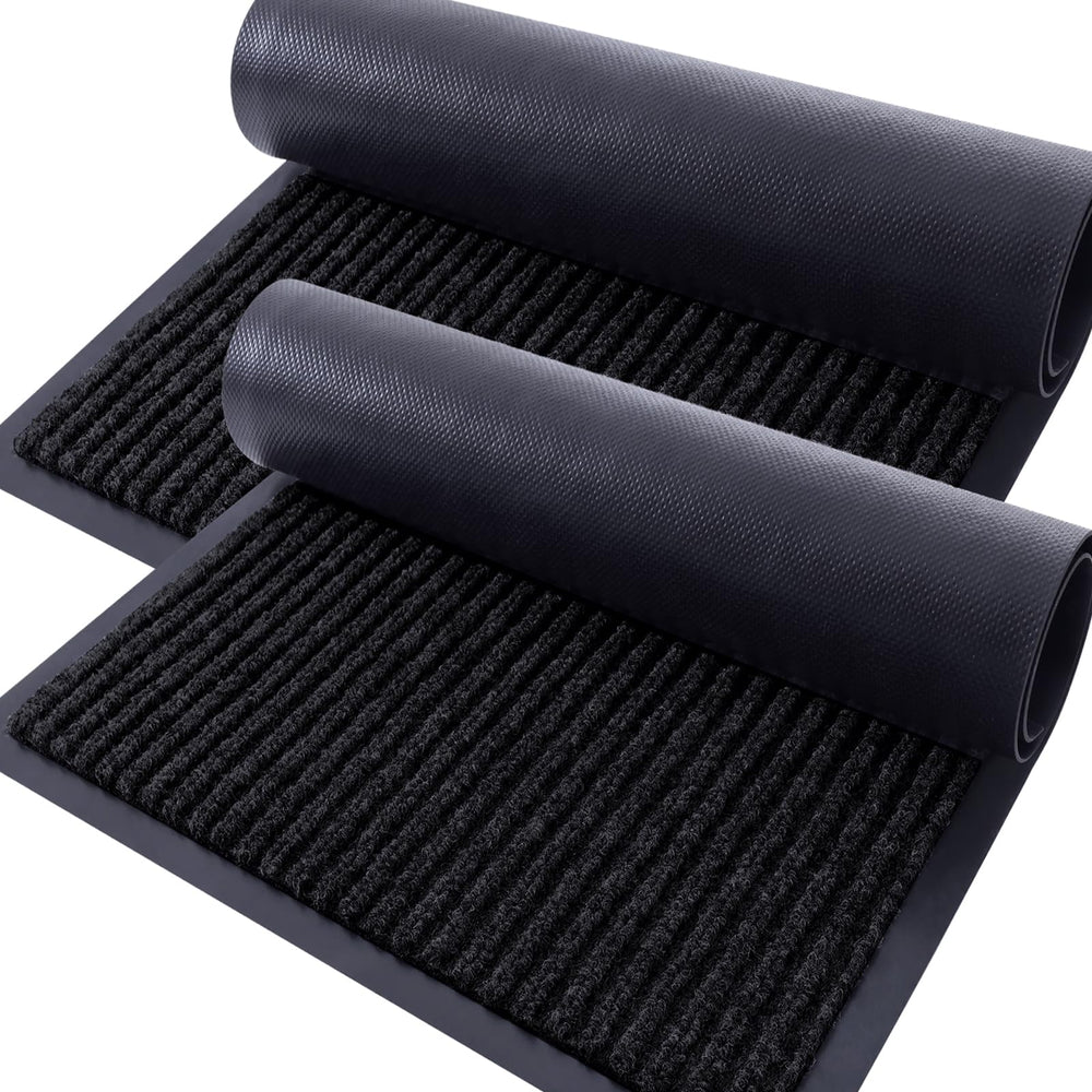 OLANLY 2-Pack Front Door Mats black colour front view