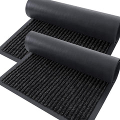 OLANLY 2-Pack Front Door Mats off-black front view