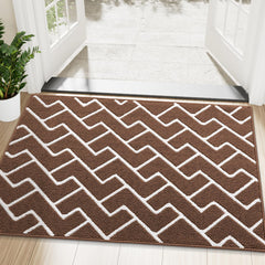 OLANLY 48x32 coffee doormat front view with geometric pattern