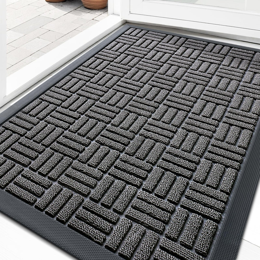OLANLY Front Door Mat 29.5x17 grey model front view