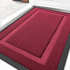 OLANLY front door mat 33" x 21" burgundy colour front view