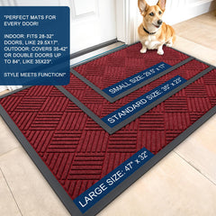 OLANLY Front Door Mat 35x23 black red diamond close-up of texture