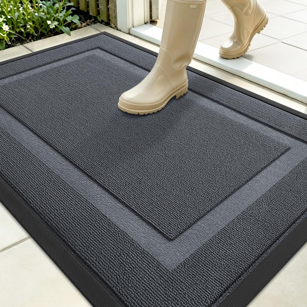 OLANLY Front Door Mat 35x23 Charcoal Gray front view