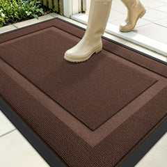 OLANLY Front Door Mat 35x23 chocolate brown front view