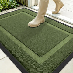 OLANLY Front Door Mat 35x23 Classic Green front view
