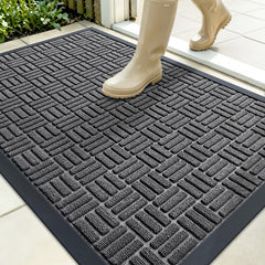 OLANLY Front Door Mat 35x23 front view showing rubber backing