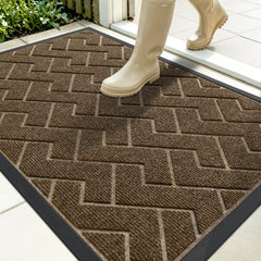 OLANLY Front Door Mat 35x23 inch brown with textured surface