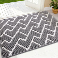OLANLY Front Door Mat 36x24 grey with geometric pattern