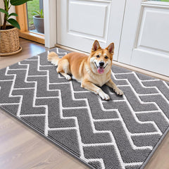 OLANLY Front Door Mat 40x32 grey geometric pattern front view