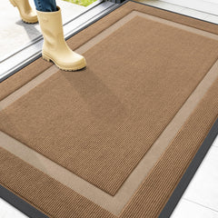 OLANLY Front Door Mat 47" x 32" light brown front view
