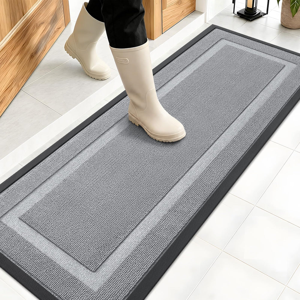 OLANLY Front Door Mat 47x17 Ash Gray front view
