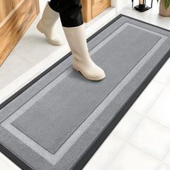 OLANLY Front Door Mat 47x17 Ash Gray front view
