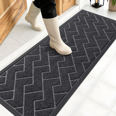 OLANLY Front Door Mat 47x17 grey model front view