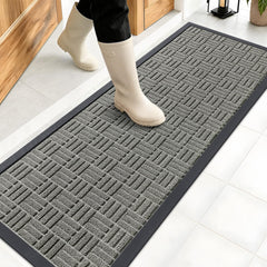 OLANLY Front Door Mat 47x17 modern gray front view