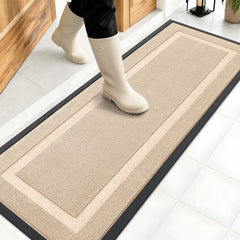 OLANLY Front Door Mat 47x17 off-white model front view