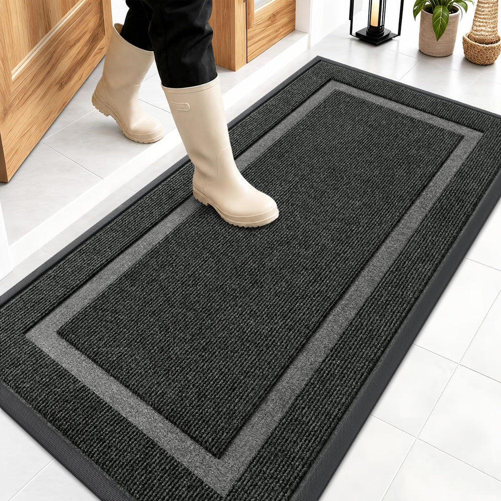 OLANLY Front Door Mat 47x23 black front view