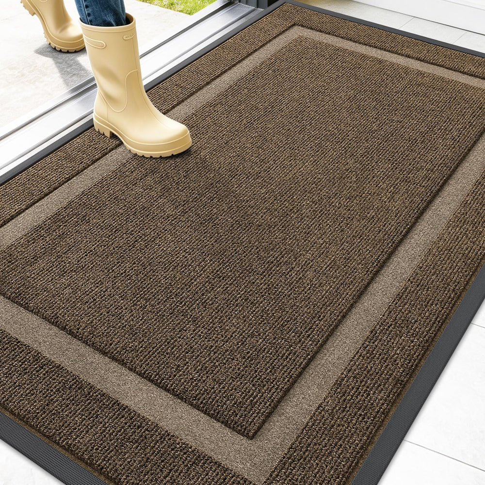 OLANLY Front Door Mat 47x30 brown front view