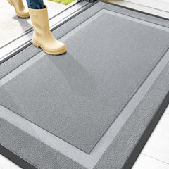 OLANLY Front Door Mat 47x32 Ash Gray front view