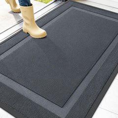 OLANLY Front Door Mat 47x32 in charcoal gray front view