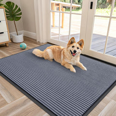 OLANLY Front Door Mat 47x34 ash grey with vertical stripes