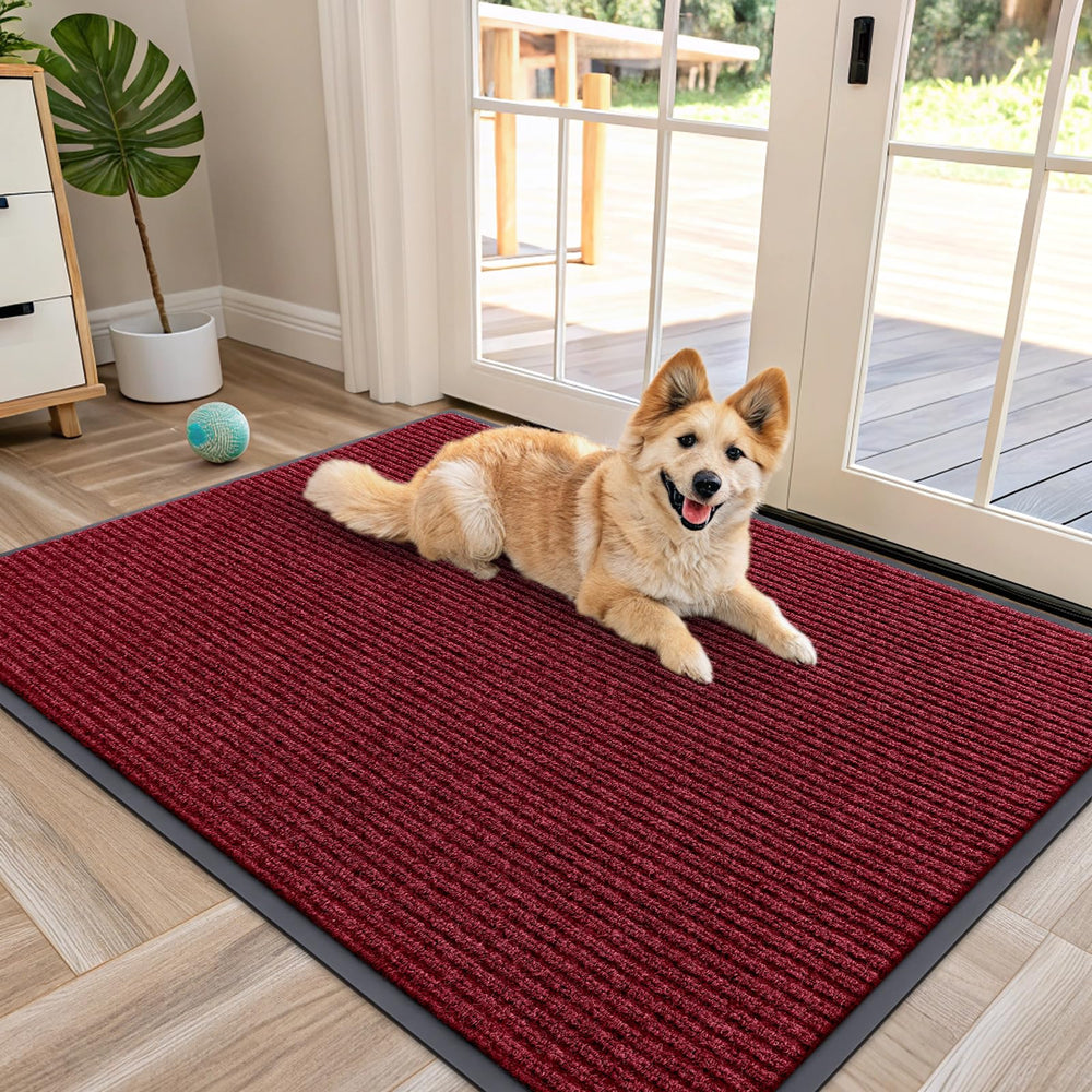 OLANLY Front Door Mat 47x34 wine red front view