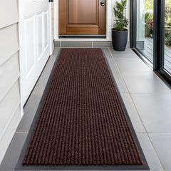 OLANLY Front Door Mat 59x20 brown model front view