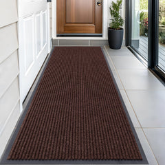OLANLY Front Door Mat 59x23 brown vertical stripe pattern