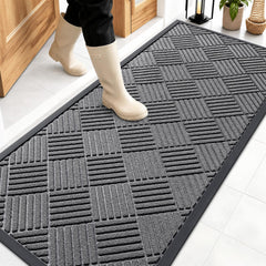 OLANLY Front Door Mat 59x23 grey model front view