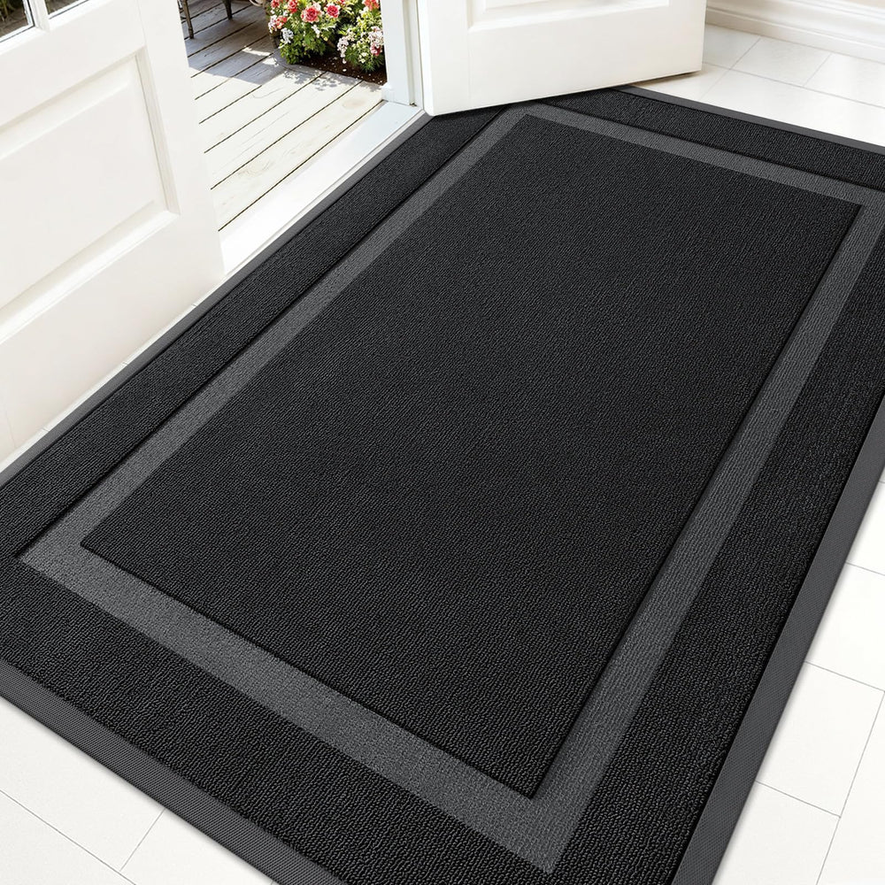 OLANLY Front Door Mat 59x34 jet black front view