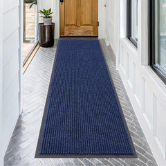 OLANLY Front Door Mat 71x23 blue with modern stripe pattern
