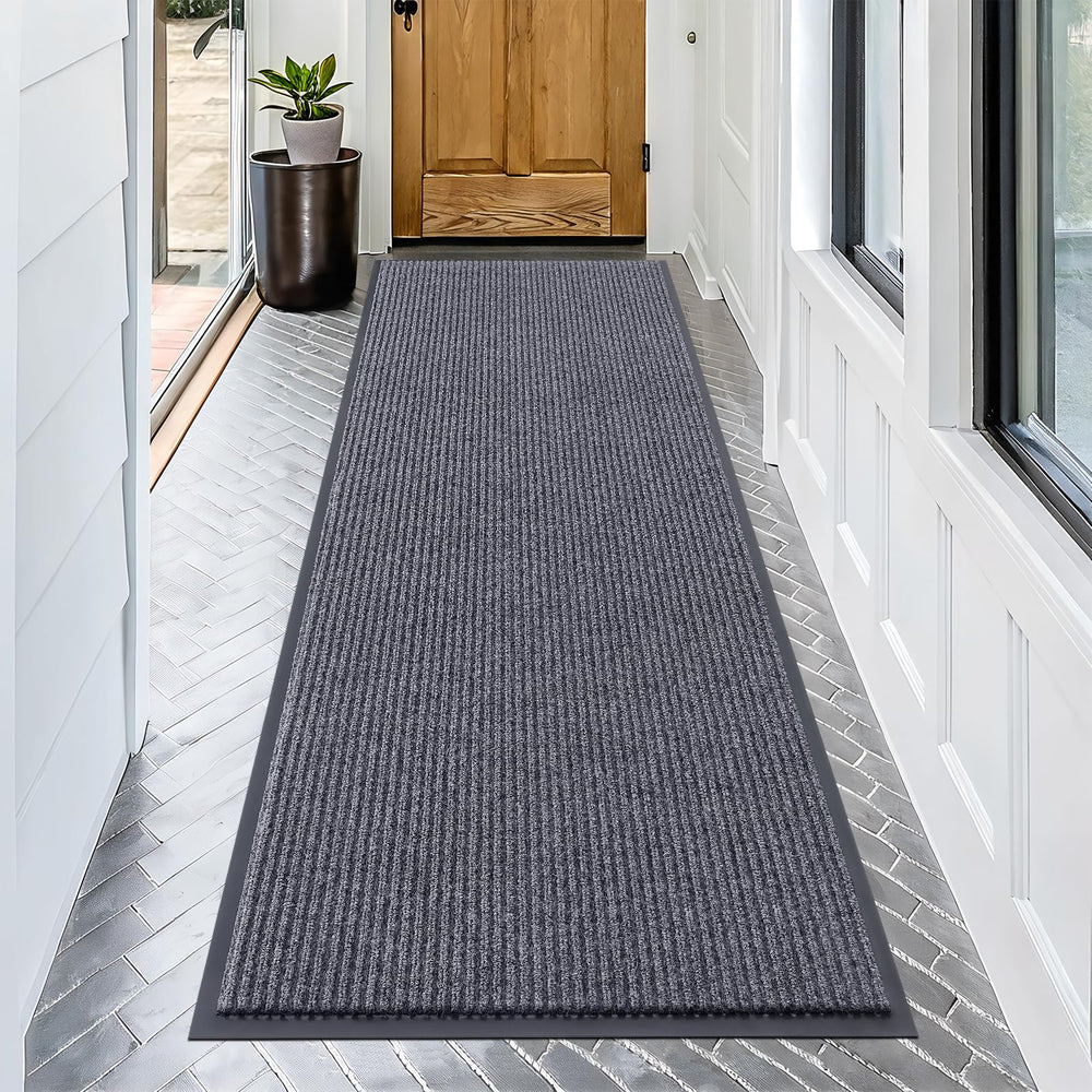 OLANLY Front Door Mat 71x30 grey with modern stripe pattern