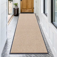 OLANLY Front Door Mat 71x34 beige with modern stripe pattern